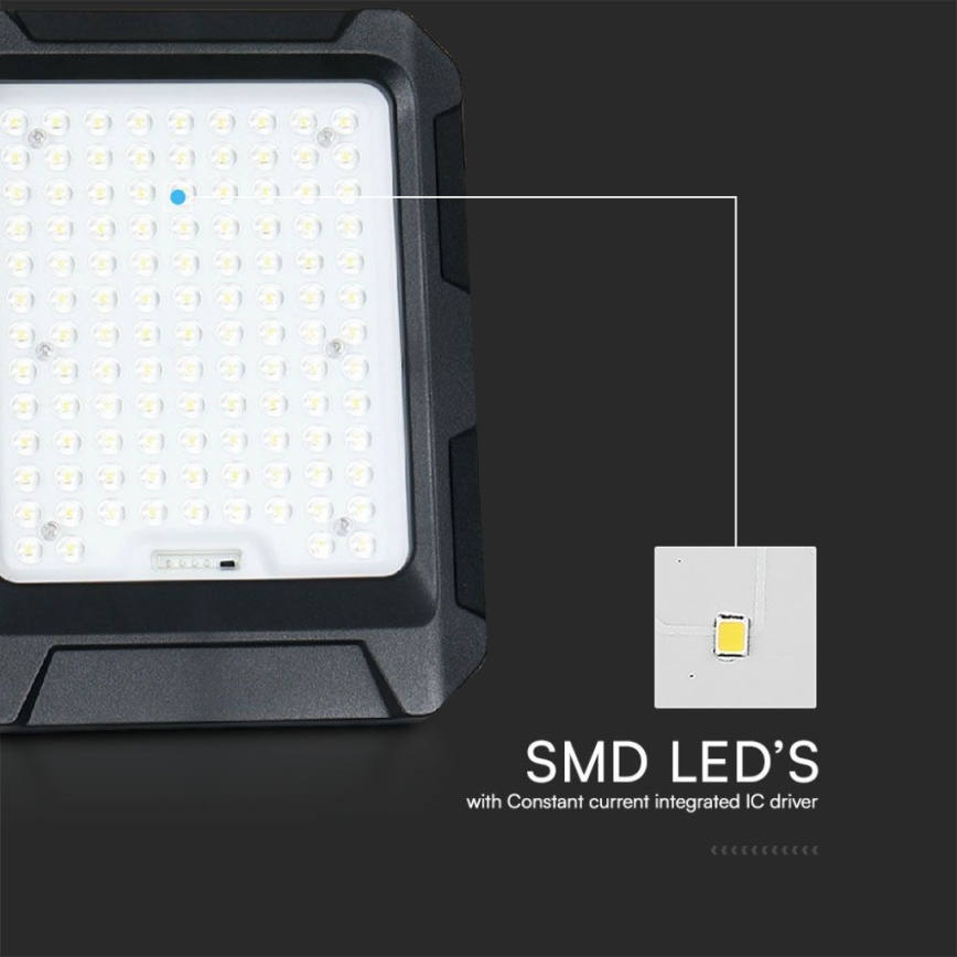 LED Solar holofote LED/15W/3,7V IP65 4000K preto + comando