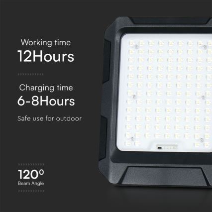 LED Solar holofote LED/15W/3,7V IP65 4000K preto + comando