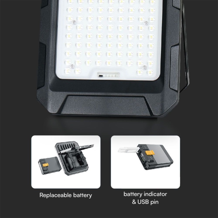 LED Solar holofote LED/15W/3,7V IP65 4000K preto + comando