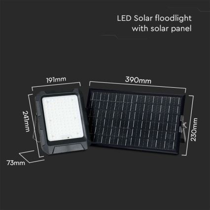 LED Solar holofote LED/15W/3,7V IP65 4000K preto + comando