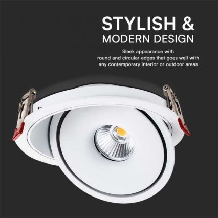 Luminária de embutir LED spot LED/20W/230V 3000/4000/6400K diâmetro 16,5 cm branco