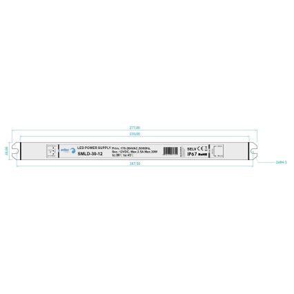 LED Transformador eletrónico DRIVER 30W/230V/12V IP67