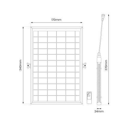 LED Regulação exterior tubo com sensor e Painel solar JIMMY 40W/5000 mAh 3,7V 6000K IP65 + controlo remoto