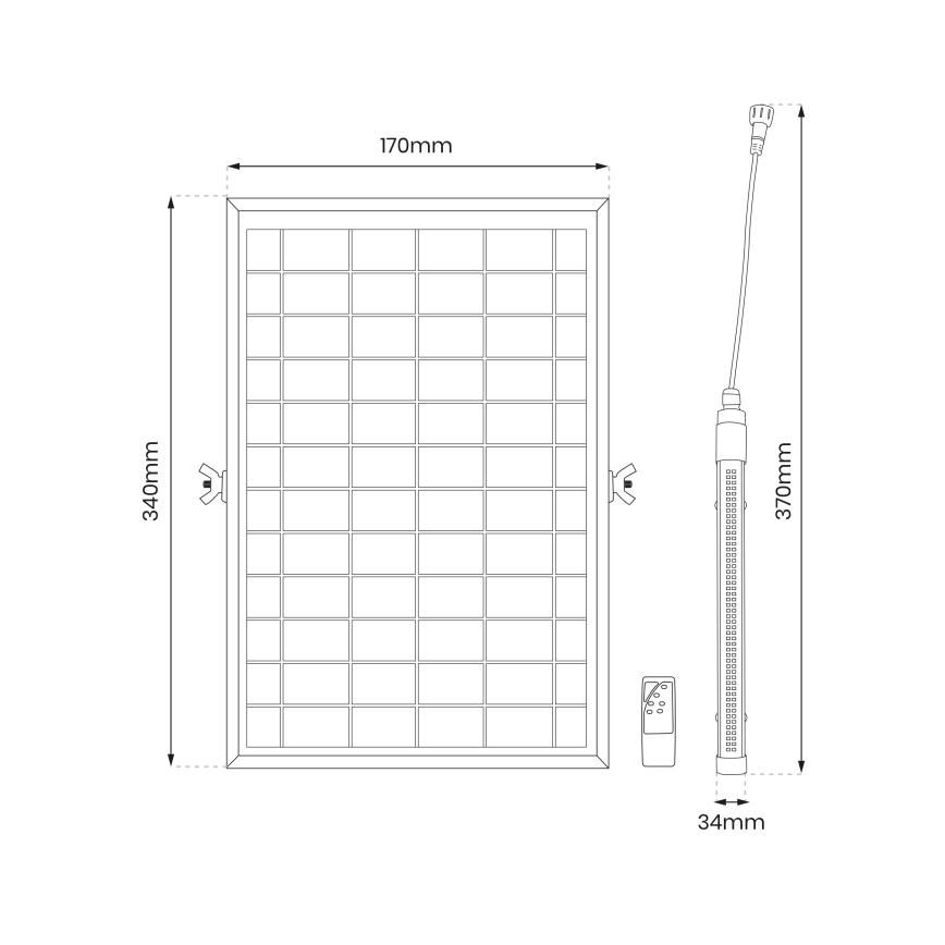 LED Regulação exterior tubo com sensor e Painel solar JIMMY 40W/5000 mAh 3,7V 6000K IP65 + controlo remoto