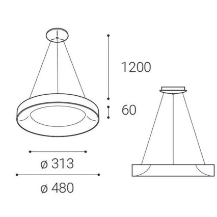 LED2 - Candelabro suspenso LED BELLA LED/40W/230V 3000/4000K preto