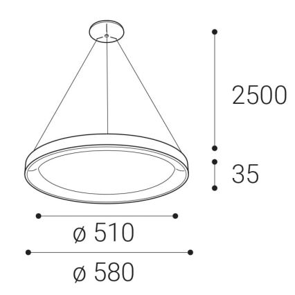 LED2 - Candelabro suspenso LED BELLA LED/48W/230V 3000K/4000K preto