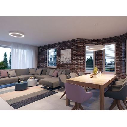 LED2 - Candelabro suspenso LED SATURN LED/80W/230V 3000K diâmetro 80 cm branco