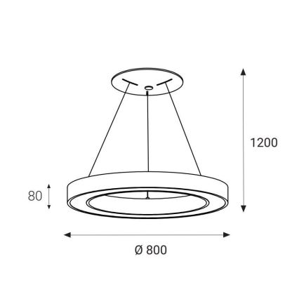 LED2 - Candelabro suspenso LED SATURN LED/80W/230V 3000K diâmetro 80 cm branco