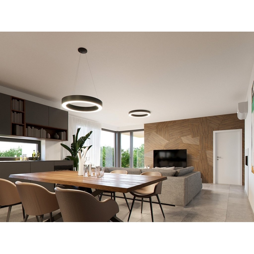 LED2 - Candelabro suspenso LED SATURN LED/80W/230V 3000K diâmetro 80 cm preto