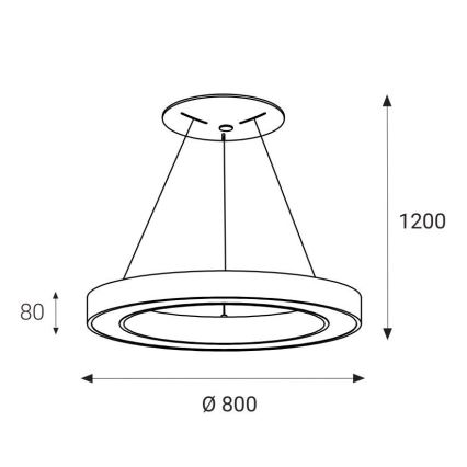 LED2 - Candelabro suspenso LED SATURN LED/80W/230V 3000K diâmetro 80 cm preto