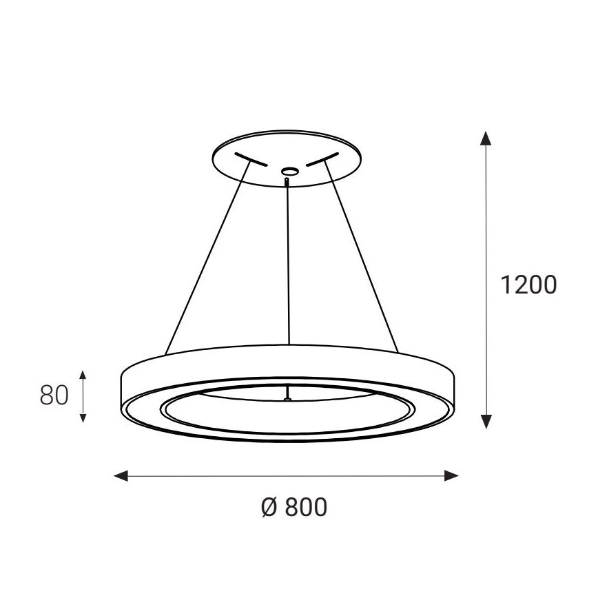 LED2 - Candelabro suspenso LED SATURN LED/80W/230V 3000K diâmetro 80 cm preto