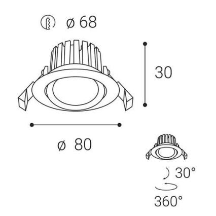LED2 - Foco de encastrar de casa de banho LED com regulação MAX LED/8W/230V 3000K IP65