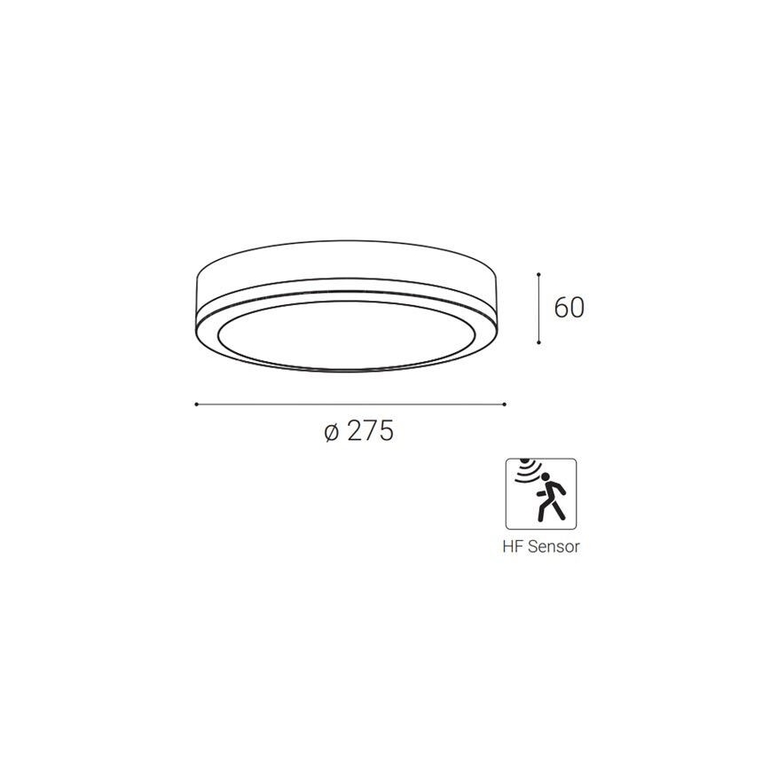 LED2 - Iluminação de teto exterior LED com sensor KERY LED/18W/230V IP65 preta