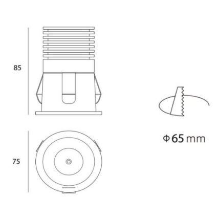 LED2 - Iluminação embutida de casa de banho LED RAY LED/10W/230V preta IP44