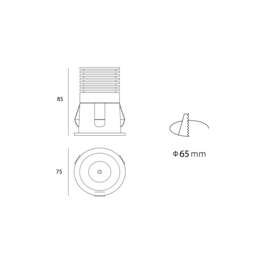 LED2 - Iluminação embutida de casa de banho LED RAY LED/10W/230V preta IP44