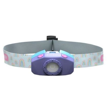 Ledlenser KIDLED2 RAINBOW - Lanterna frontal infantil LED regulável LED/1xAAA IPX4 40 lm 20h roxa