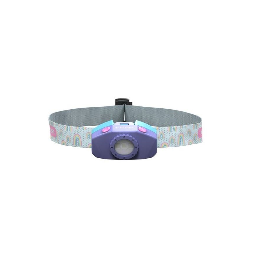 Ledlenser KIDLED2 RAINBOW - Lanterna frontal infantil LED regulável LED/1xAAA IPX4 40 lm 20h roxa