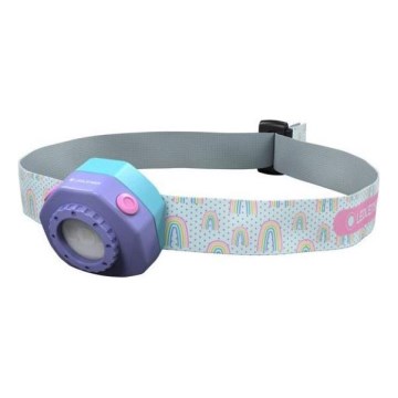Ledlenser KIDLED4R RAINBOW - Lanterna frontal infantil recarregável com LED regulável, 280 mAh, IPX4, 40 lm, 18 h, roxa