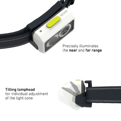 Ledlenser NEO5R - Lanterna frontal recarregável LED com regulação de intensidade, 1800 mAh, IP54, 600 lm, 35 h, preto/branco