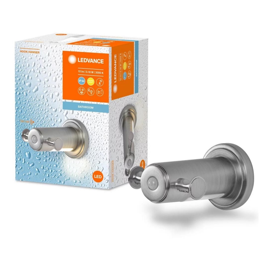 Ledvance - Cabide de parede para banheiro com iluminação LED IP44 3xAAA