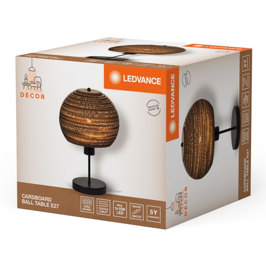 Ledvance - Candeeiro de mesa DECOR CARDBOARD 1xE27/15W/230V diâmetro 26 cm