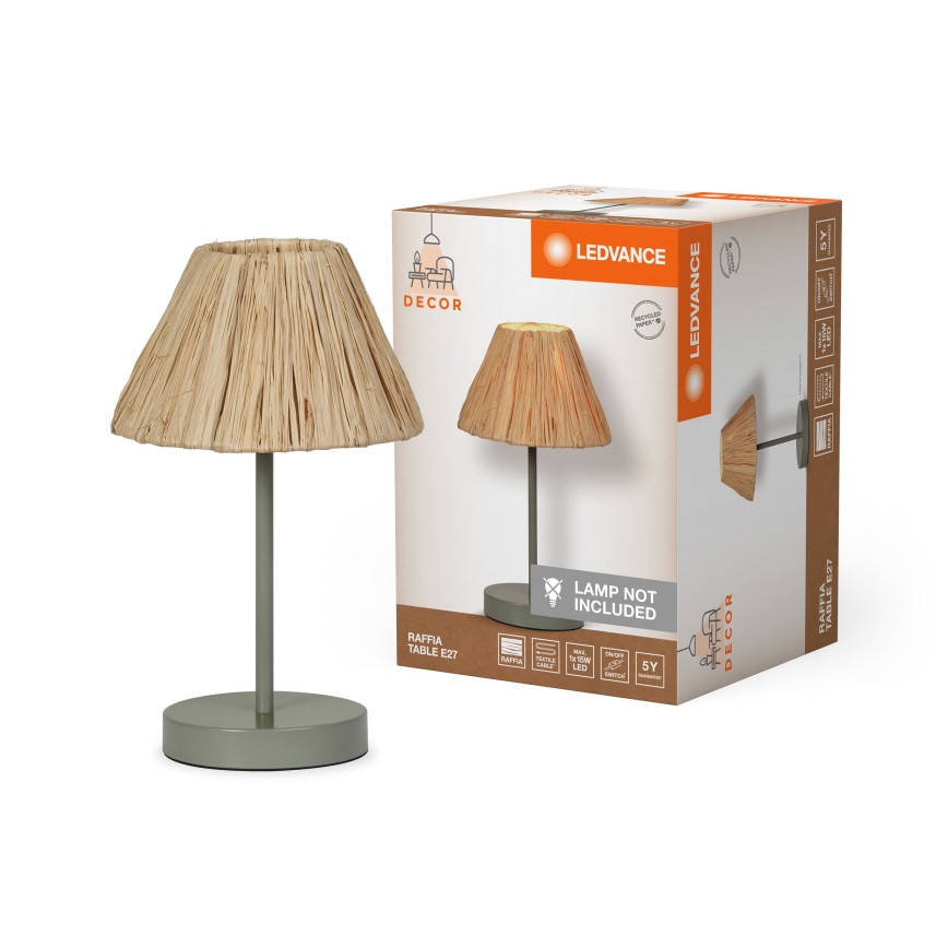 Ledvance - Candeeiro de mesa DECOR RAFFIA 1xE27/15W/230V bastão de ráfia