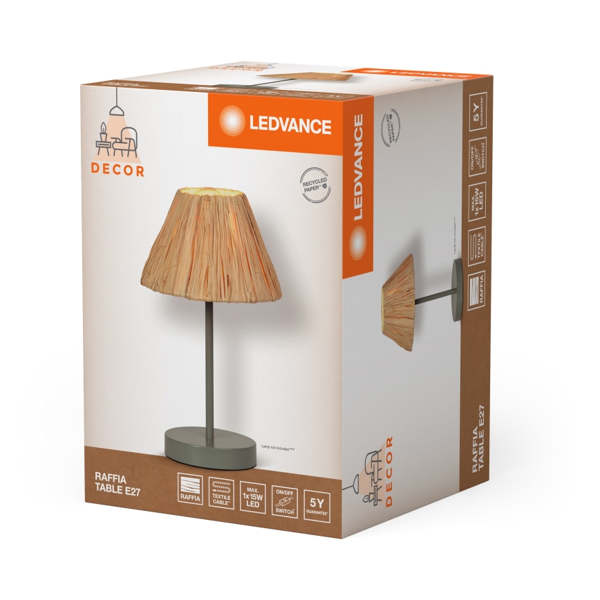 Ledvance - Candeeiro de mesa DECOR RAFFIA 1xE27/15W/230V bastão de ráfia