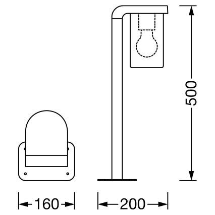 Ledvance - Candeeiro exterior CASCADE 1xE27/25W/230V IP44 50 cm