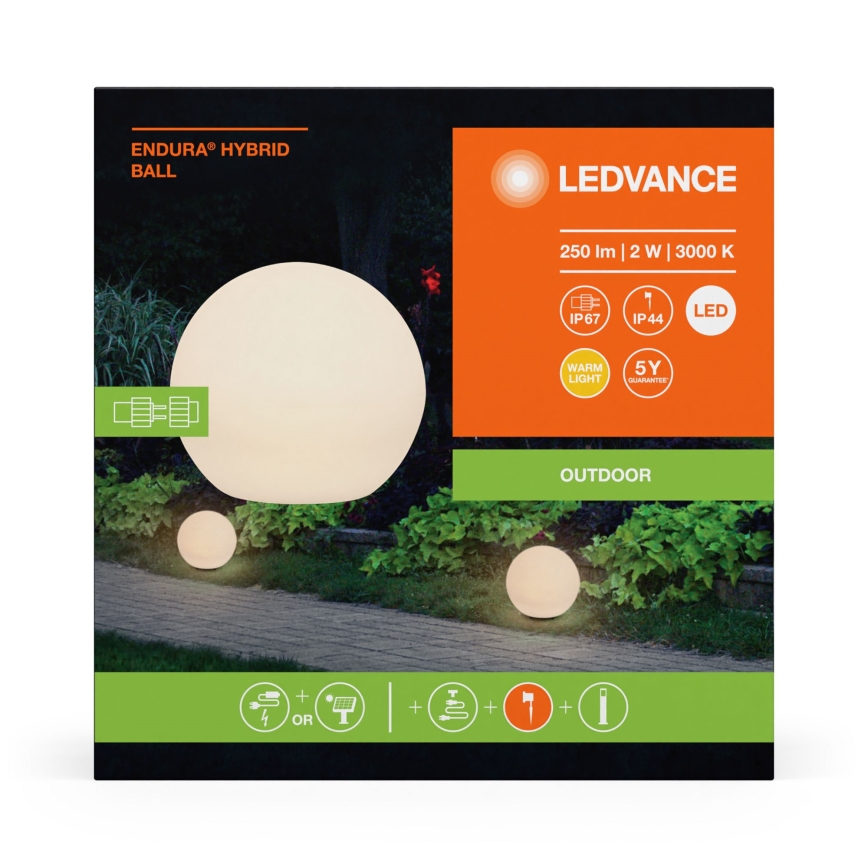Ledvance - Candeeiro exterior LED ENDURA HYBRID BALL LED/2W/12V IP44