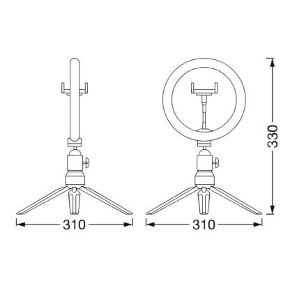 Ledvance - Candeeiro de mesa LED com regulação e suporte para vlogs LED/5,5W/USB 3000/4000/6500K