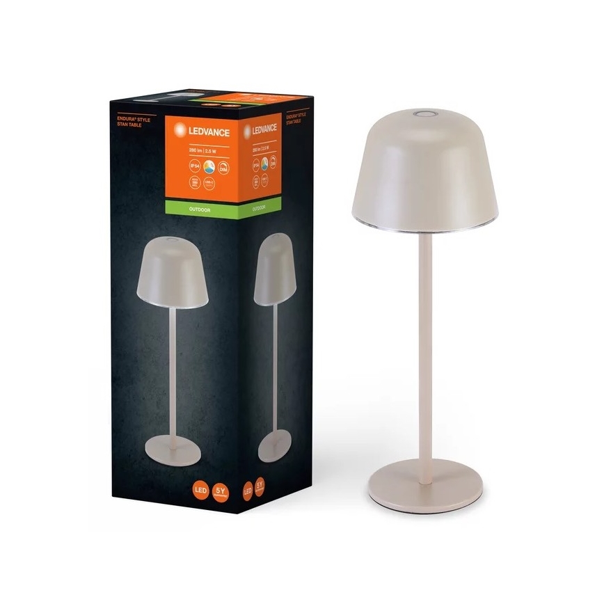 Ledvance - Candeeiro LED recarregável de exterior regulável TABLE LED/2,5W/5V IP54 bege