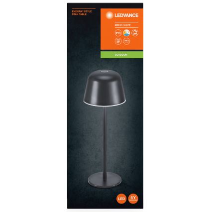 Ledvance - Candeeiro LED recarregável de exterior regulável TABLE LED/2,5W/5V IP54 preto