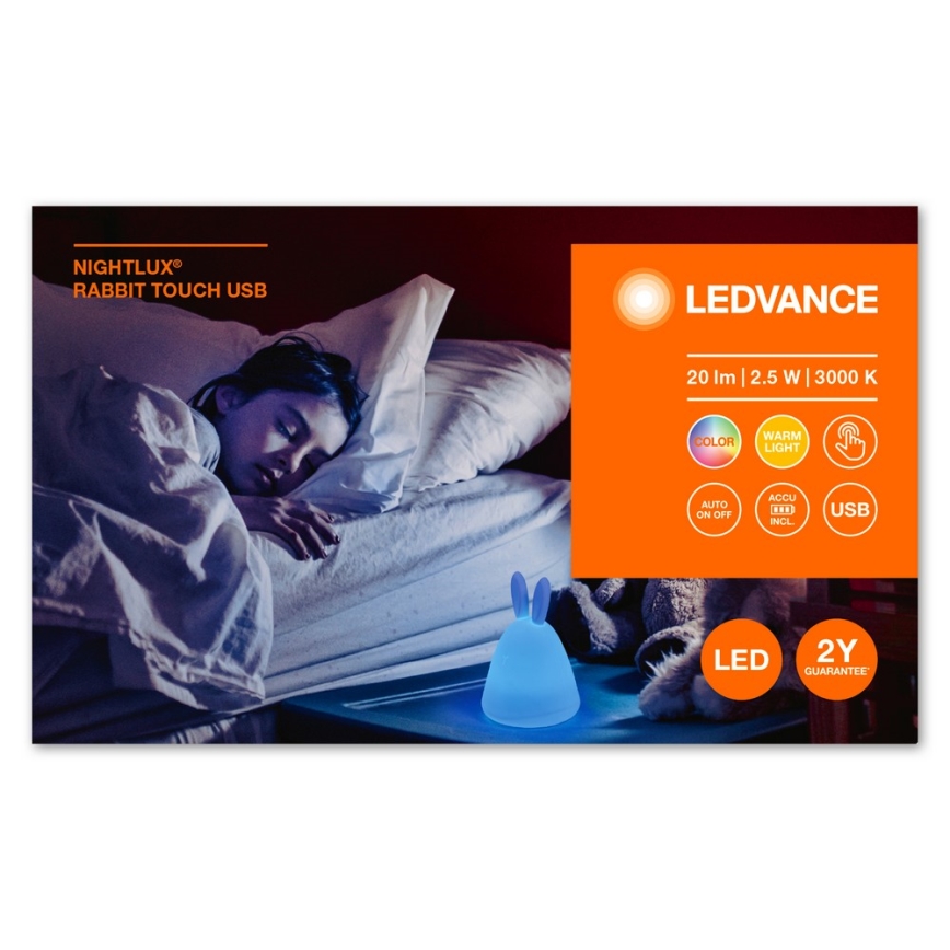 Ledvance - Candeeiro noturno de criança, táctil LED TOUCH LED/2,5W/5V