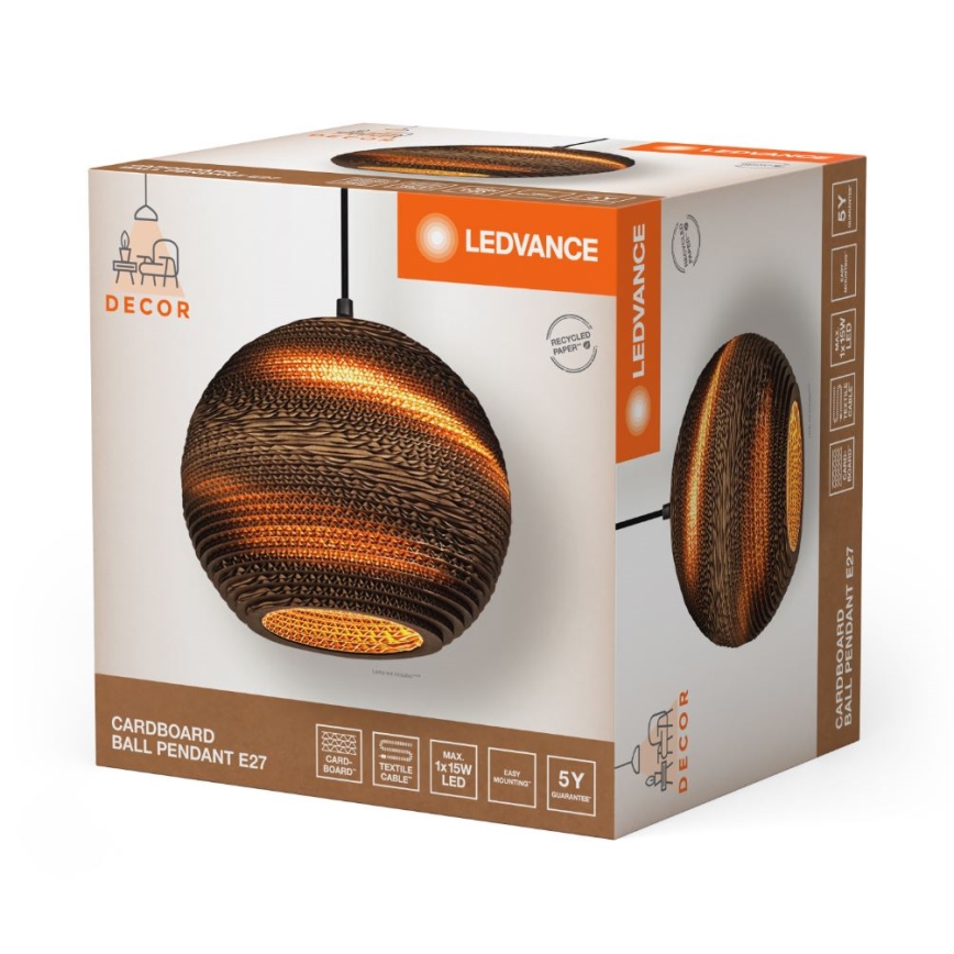 Ledvance - Candeeiro suspenso DECOR CARDBOARD 1xE27/15W/230V diâmetro 26 cm