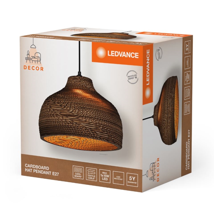 Ledvance - Candeeiro suspenso DECOR CARDBOARD 1xE27/15W/230V diâmetro 36 cm