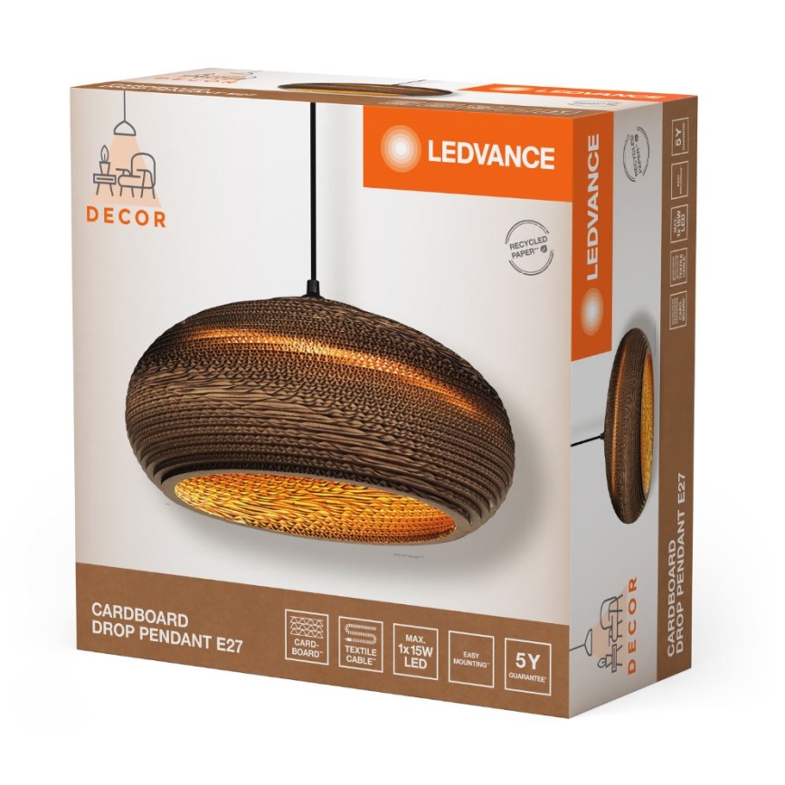 Ledvance - Candeeiro suspenso DECOR CARDBOARD 1xE27/15W/230V diâmetro 40 cm