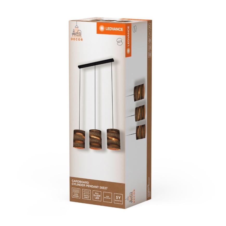 Ledvance - Candeeiro suspenso DECOR CARDBOARD 3xE27/15W/230V