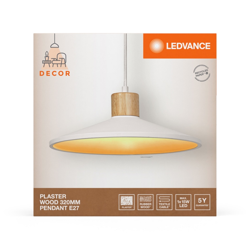 Ledvance - Candeeiro suspenso DECOR PLASTER 1xE27/25W/230V diâmetro 32 cm gesso branco