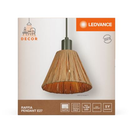 Ledvance - Candeeiro suspenso DECOR RAFFIA 1xE27/15W/230V