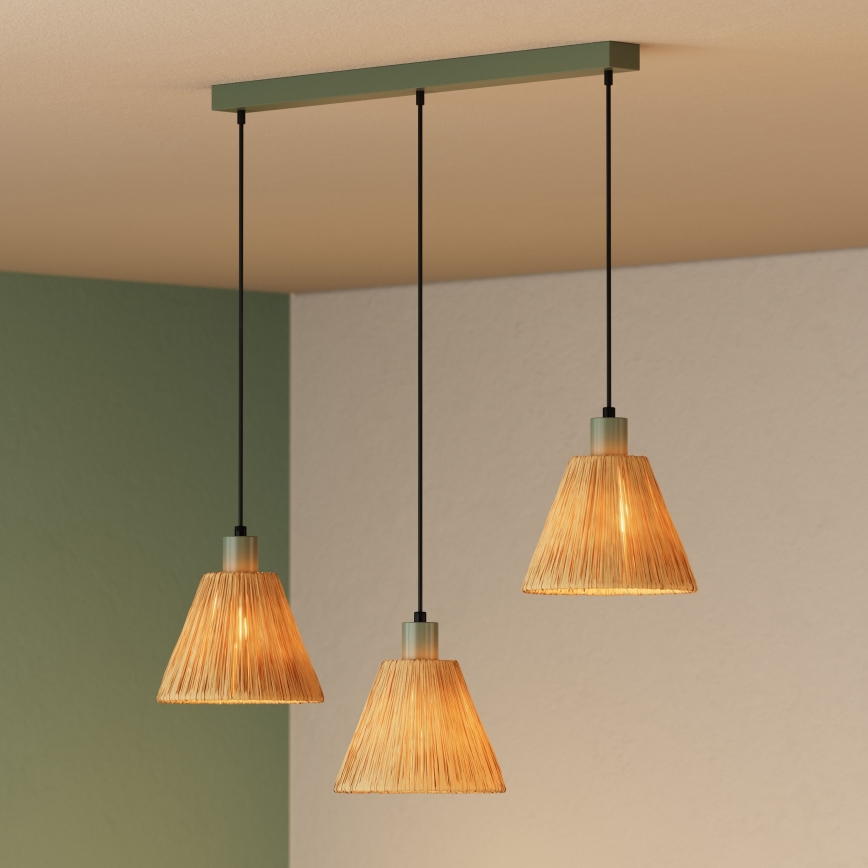 Ledvance - Candeeiro suspenso DECOR RAFFIA 3xE27/15W/230V bastão de ráfia