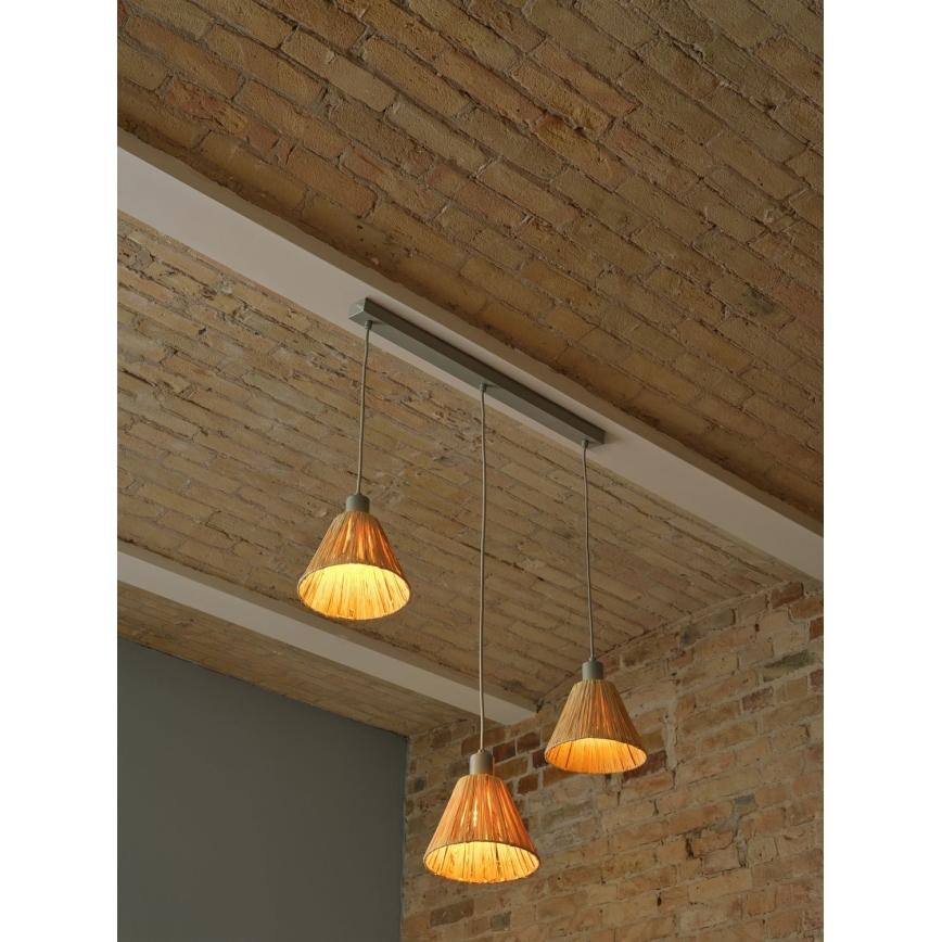Ledvance - Candeeiro suspenso DECOR RAFFIA 3xE27/15W/230V bastão de ráfia