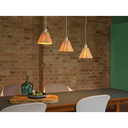 Ledvance - Candeeiro suspenso DECOR RAFFIA 3xE27/15W/230V bastão de ráfia
