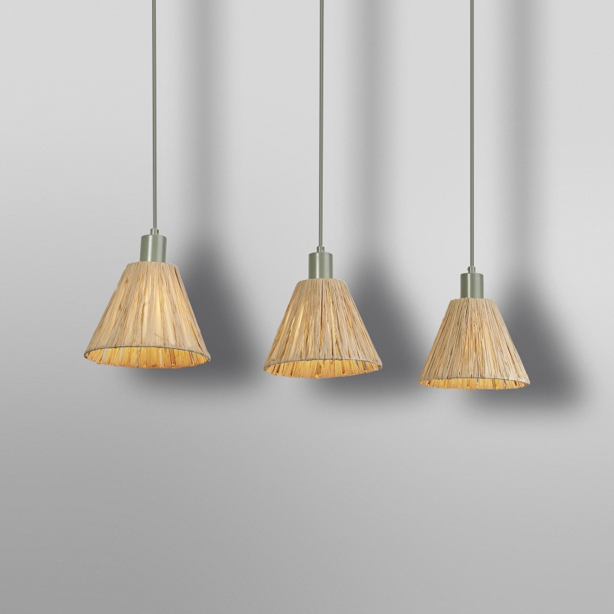 Ledvance - Candeeiro suspenso DECOR RAFFIA 3xE27/15W/230V bastão de ráfia