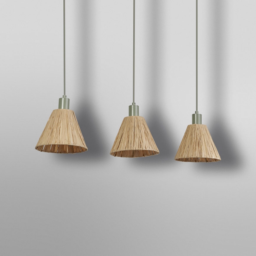 Ledvance - Candeeiro suspenso DECOR RAFFIA 3xE27/15W/230V bastão de ráfia