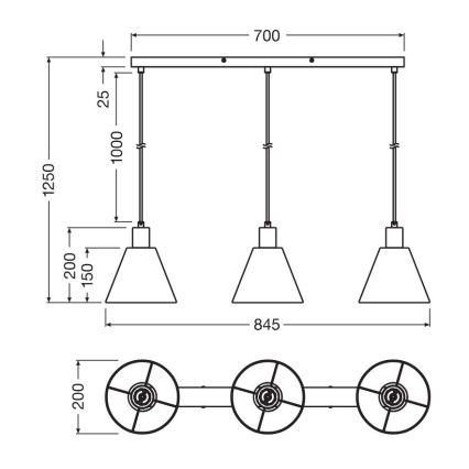 Ledvance - Candeeiro suspenso DECOR RAFFIA 3xE27/15W/230V bastão de ráfia