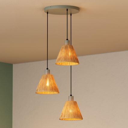 Ledvance - Candeeiro suspenso DECOR RAFFIA 3xE27/15W/230V bastão de ráfia