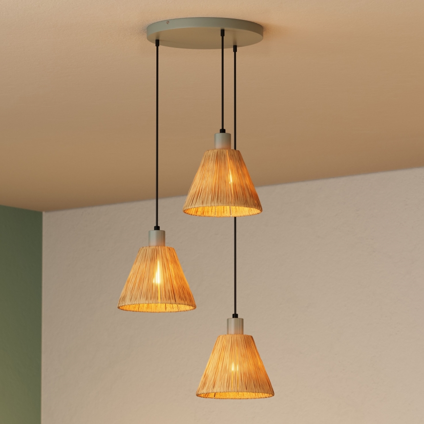 Ledvance - Candeeiro suspenso DECOR RAFFIA 3xE27/15W/230V bastão de ráfia