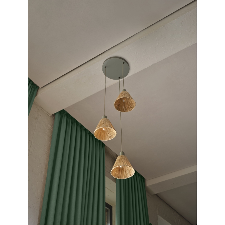 Ledvance - Candeeiro suspenso DECOR RAFFIA 3xE27/15W/230V bastão de ráfia