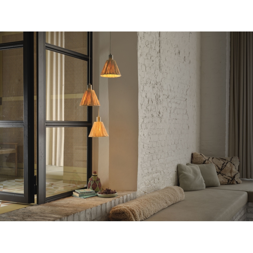 Ledvance - Candeeiro suspenso DECOR RAFFIA 3xE27/15W/230V bastão de ráfia