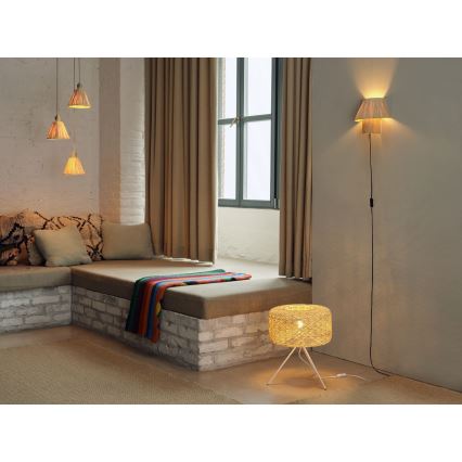 Ledvance - Candeeiro suspenso DECOR RAFFIA 3xE27/15W/230V bastão de ráfia